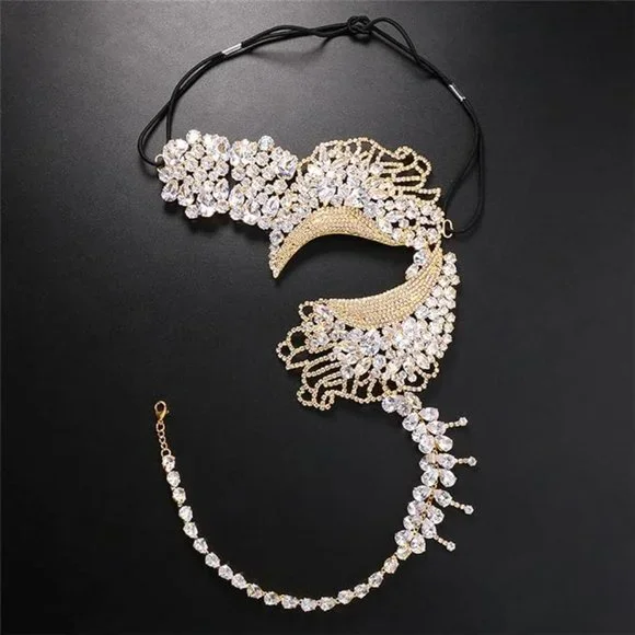 NWT Sparkling Swarovski Bling Crystal Rhinestone Mask Halloween Costume … - Picture 6 of 7